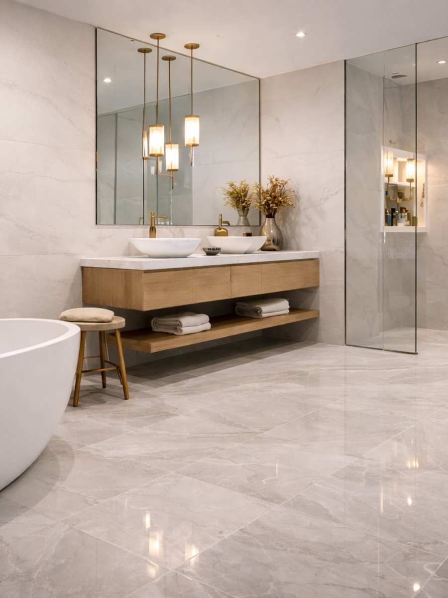 Réalisation carrelage salle de bains Giroud Carrelage Lyon