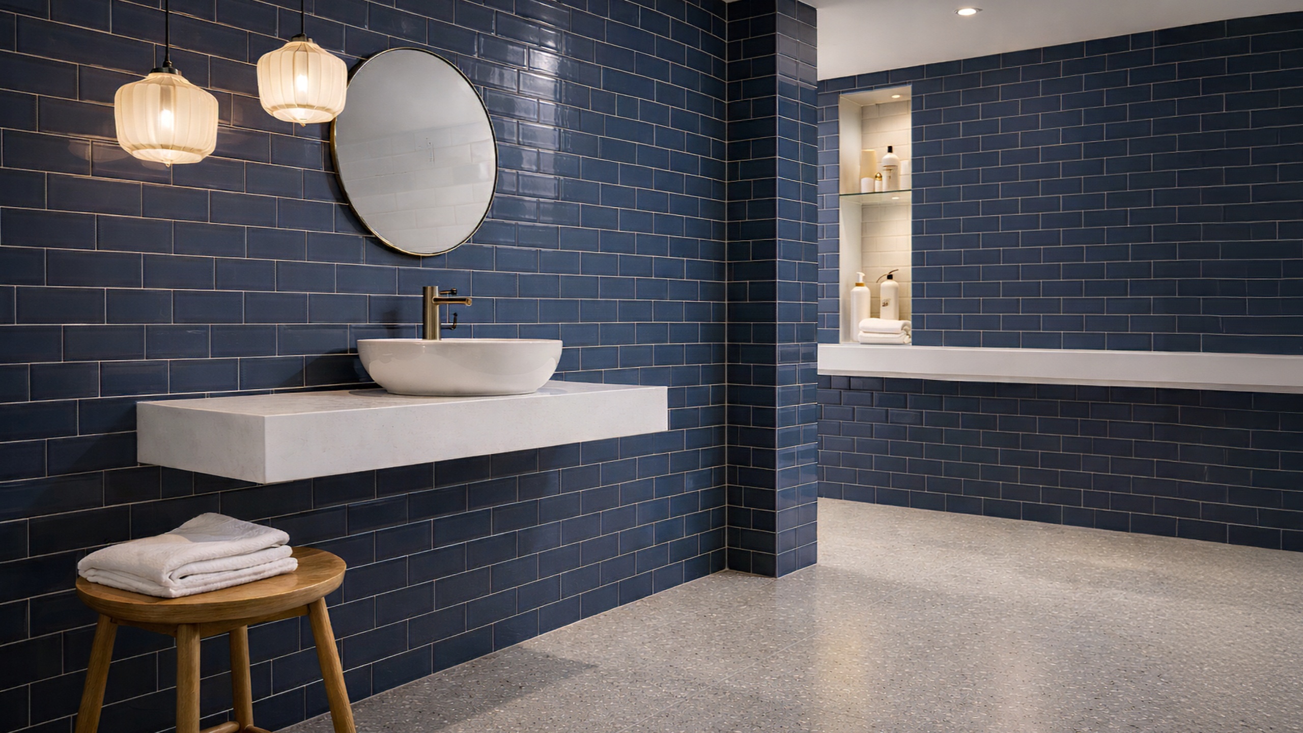 Salle de bain moderne carrelage faïence Lyon Rhône